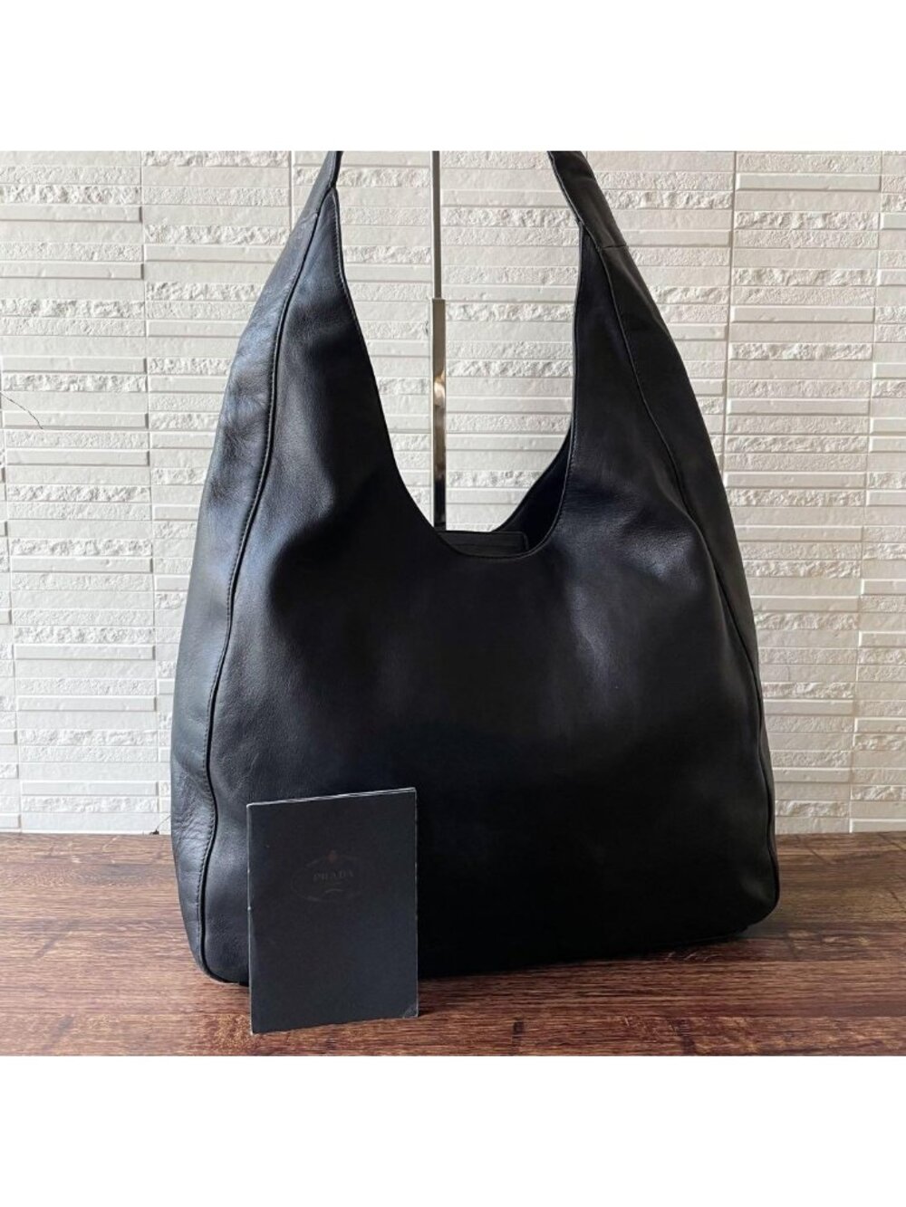Prada Logo Leather Tote Black